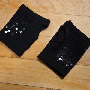 Justice Black Sequin Fingerless Gloves Hand Mitts Dance